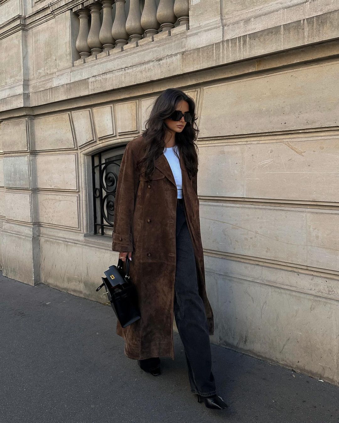 Suede Trench Coat  Mocha