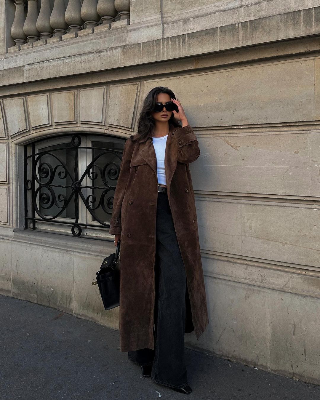 Suede Trench Coat  Mocha