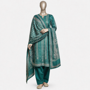 Teal 3 Piece Lawn Suit Printed Lawn