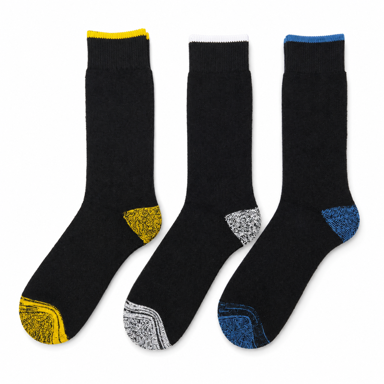 Vilora Fashion Black Contrast Crew Socks – 3 Pair Set