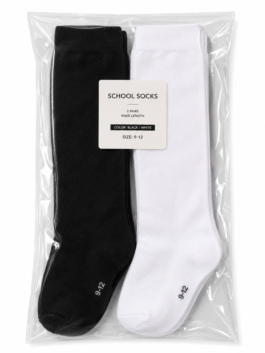 Vilora Fashion School Socks – Black & White Knee Length 2 Pair Pack