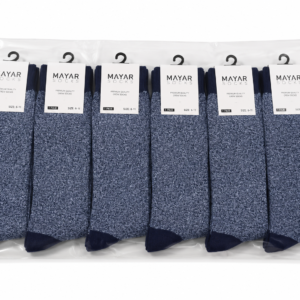 Mayar Socks Blue Marled Crew Socks – 6 Pair Pack