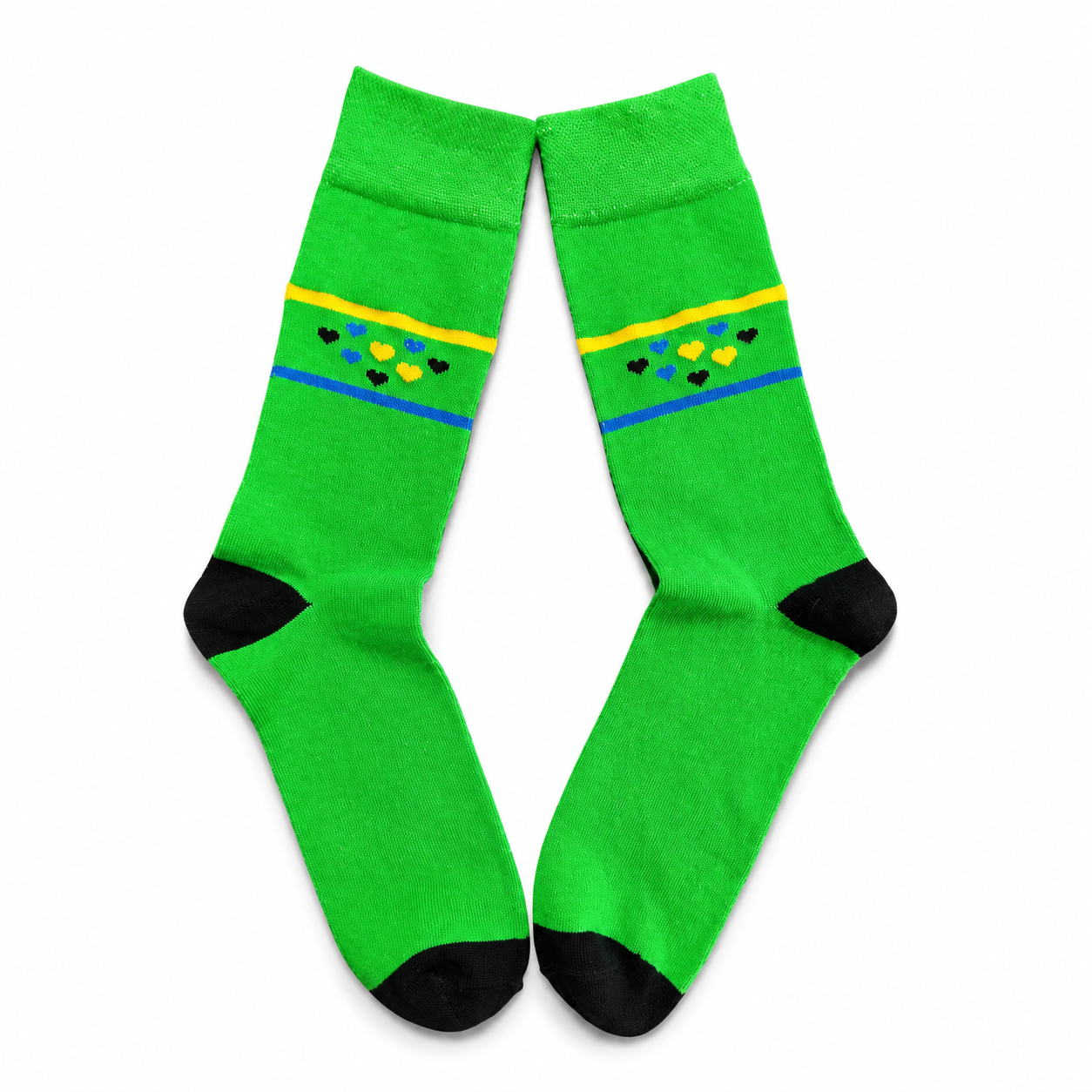 Vilora Fashion Green Heart Accent Crew Socks