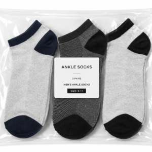 Vilora Fashion Men’s Grey Ankle Socks – 3 Pair Pack