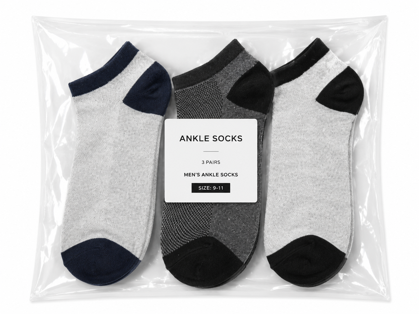 Vilora Fashion Men’s Grey Ankle Socks – 3 Pair Pack