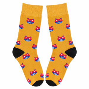 Vilora Fashion Mustard Character Print Crew Socks