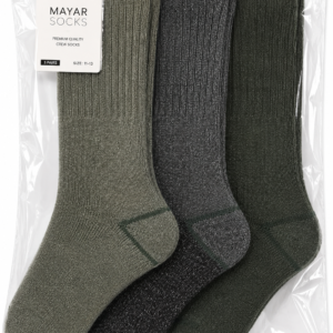 Mayar Socks Ribbed Crew Socks – Olive & Charcoal 3 Pair Pack