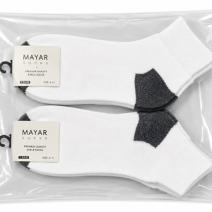 Mayar Socks White Ankle Socks with Grey Heel & Toe – 2 Pair Pack