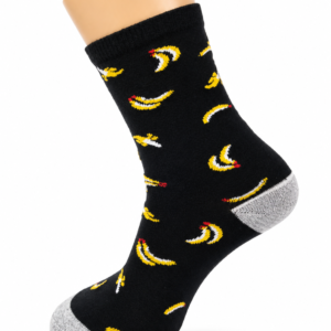 Black Banana Print Crew Socks with Grey Heel & Toe – Vilora Fashion