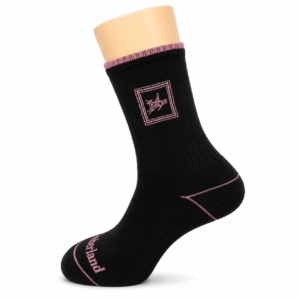 Black Crew Socks with Pink Framed Emblem – Vilora Fashion