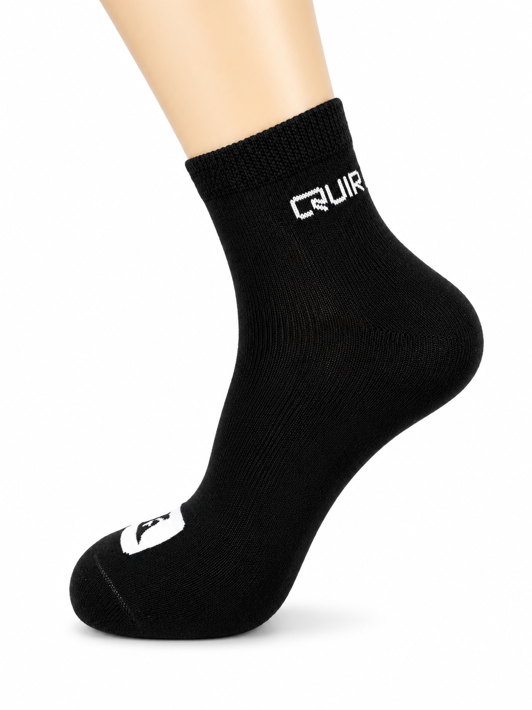 Black Crew Socks with White Graphic Detail – Vilora Fashion