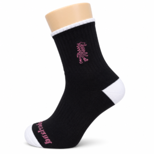 Black, White & Pink Embroidered Crew Socks – Vilora Fashion