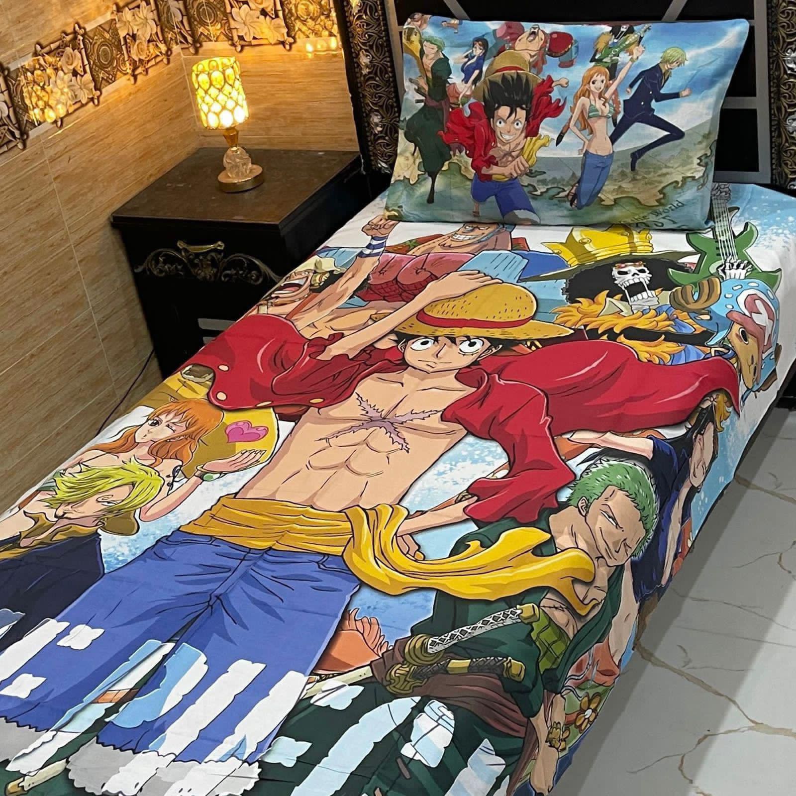 Blue Anime Pirate Character Single Bedsheet Set – Vilora Fashion