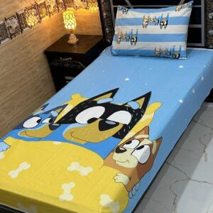 Blue Cartoon Dog Family Single Bedsheet Set – Vilora Fashion