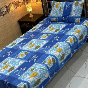 Blue Leaf Pattern Single Bedsheet Set – Vilora Fashion