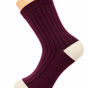 Burgundy Ribbed Crew Socks with Cream Heel & Toe – Vilora Fashion