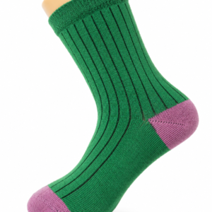 Green Ribbed Crew Socks with Pink Heel & Toe – Vilora Fashion