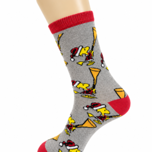 Grey Cartoon Print Crew Socks with Red Accents – Vilora Fashion