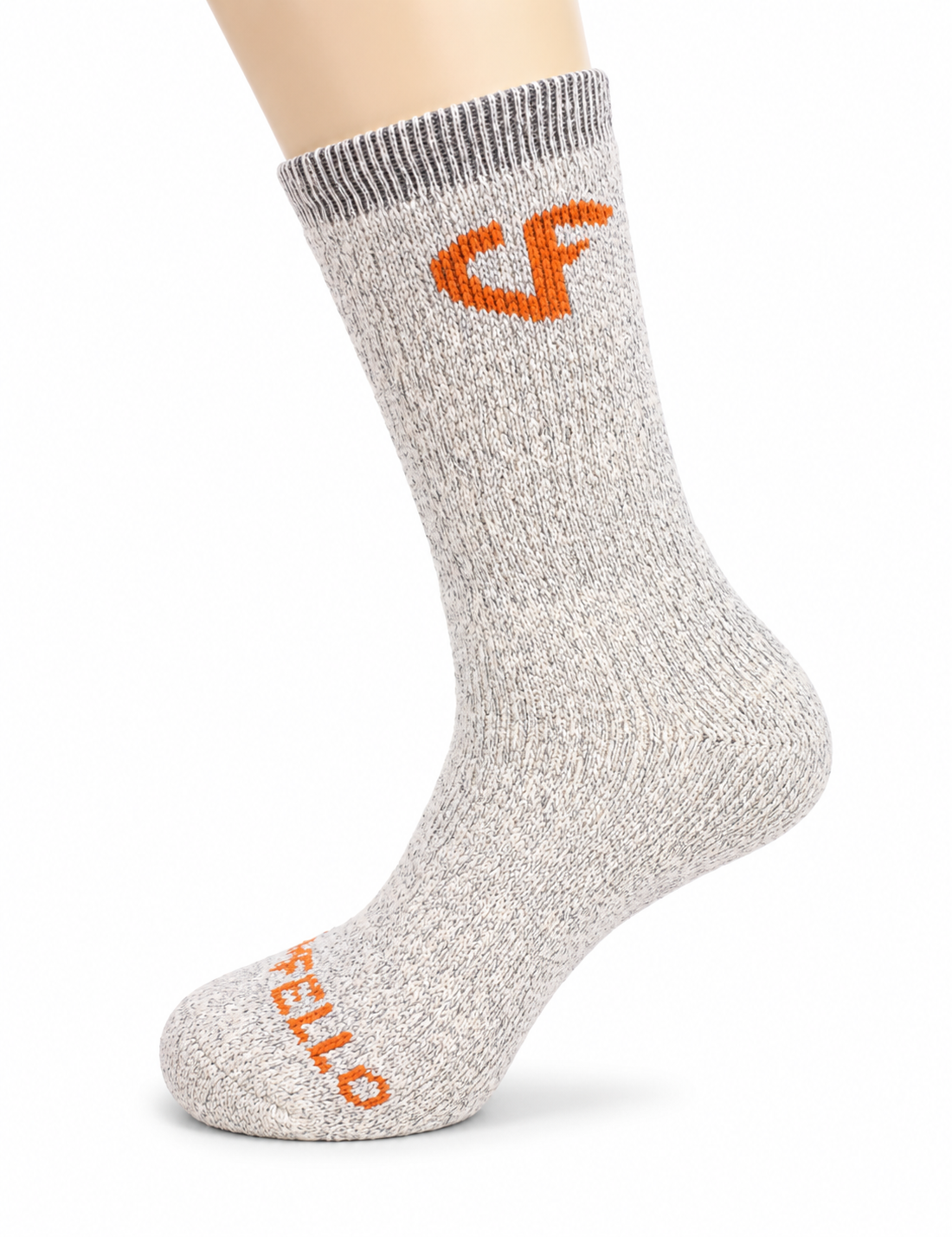 Ivory Melange Crew Socks with Orange Graphic – Vilora Fashion