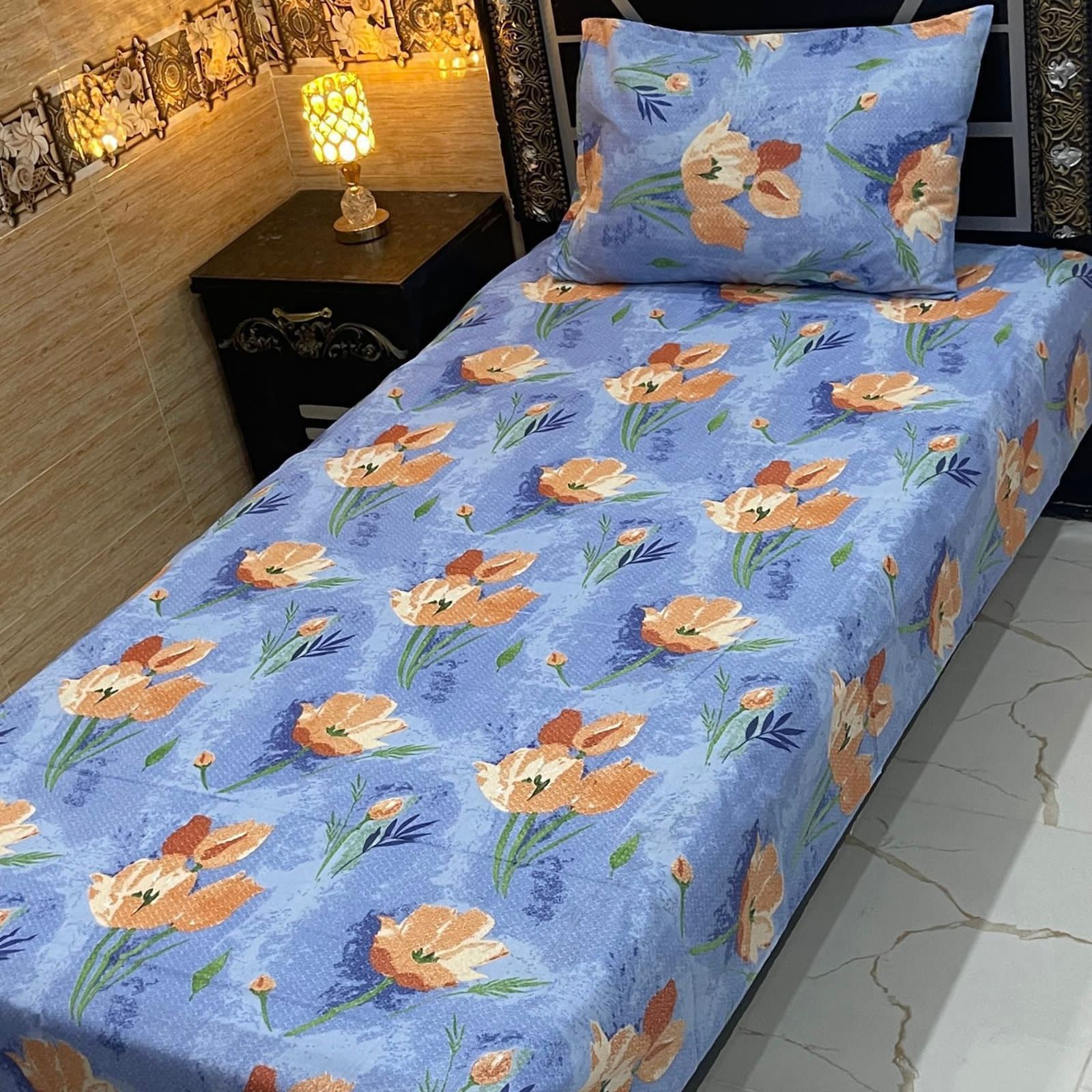 Light Blue Floral Single Bedsheet Set – Vilora Fashion