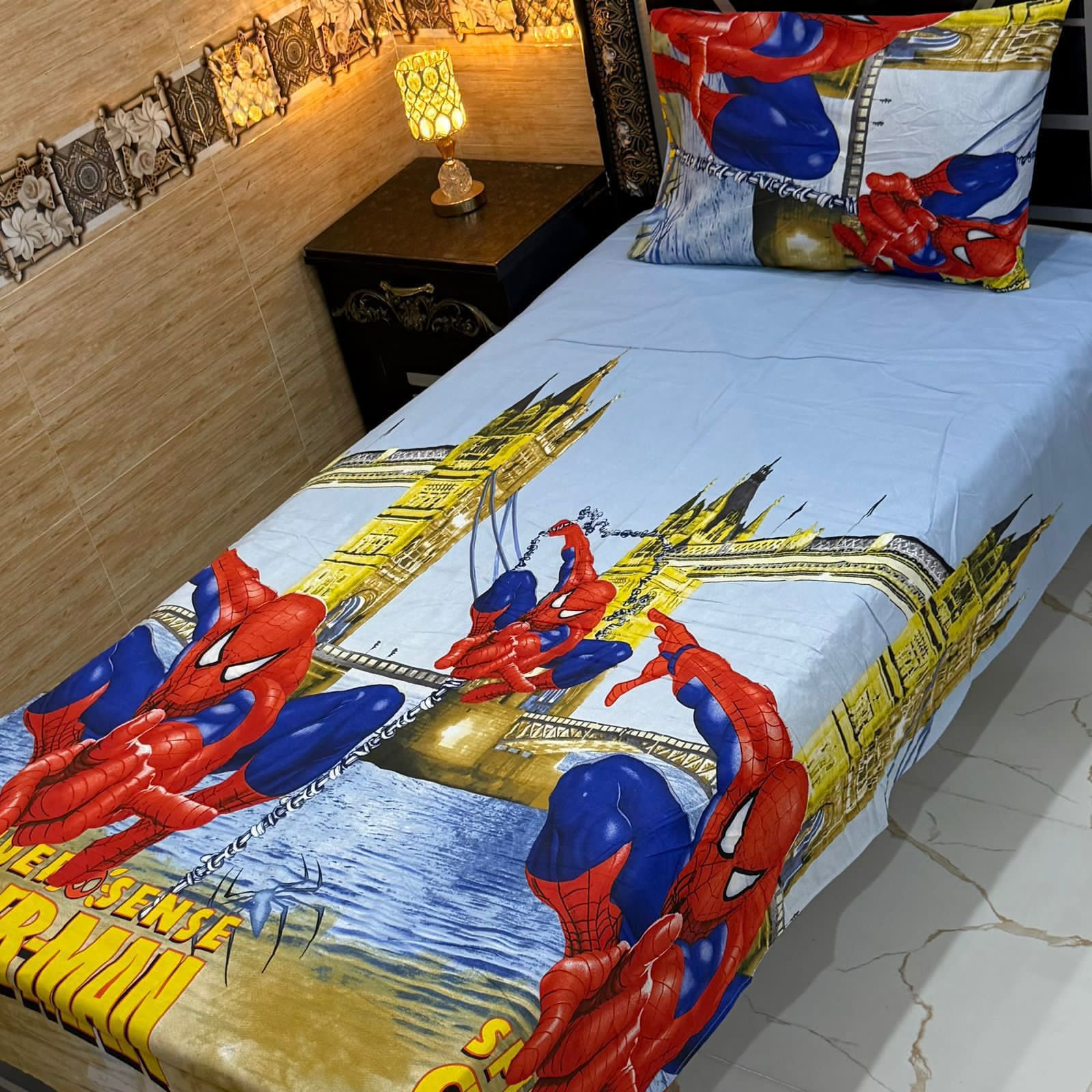 Light Blue Superhero Single Bedsheet Set – Vilora Fashion