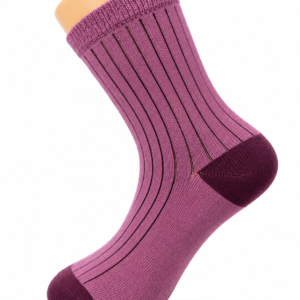 Mauve Ribbed Crew Socks with Burgundy Heel & Toe – Vilora Fashion