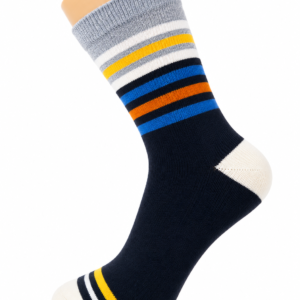 Navy Striped Crew Socks with Cream Heel & Toe – Vilora Fashion