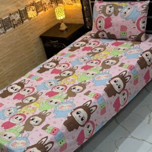 Pink Cartoon Monster Single Bedsheet Set – Vilora Fashion