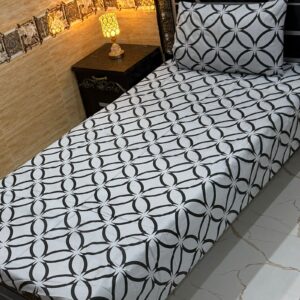 White & Black Geometric Single Bedsheet Set – Vilora Fashion