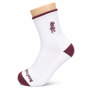 White & Maroon Embroidered Crew Socks – Vilora Fashion