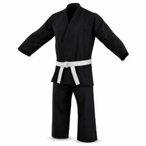 Black Martial Arts Gi Uniform with White Belt – Karate & Training Suit | Vilora Fashion