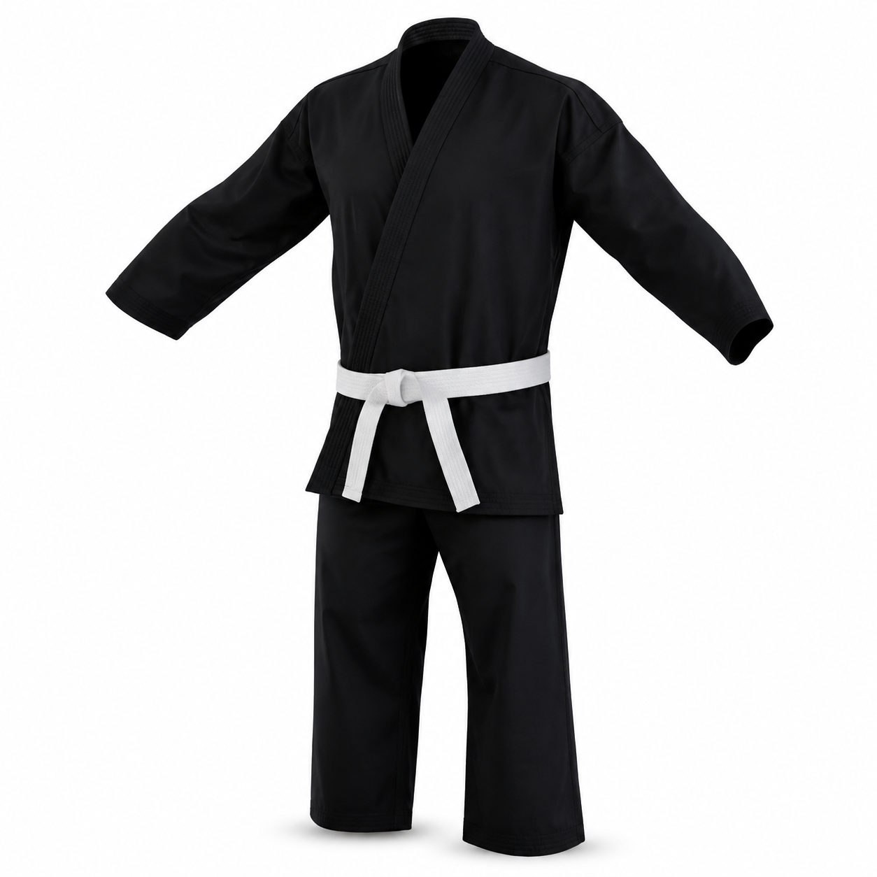 Black Martial Arts Gi Uniform with White Belt – Karate & Training Suit | Vilora Fashion
