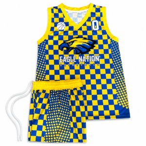 Blue & Yellow Eagle Nation Basketball Jersey Set for Kids – Stylish Sports Outfit | Vilora Fashion