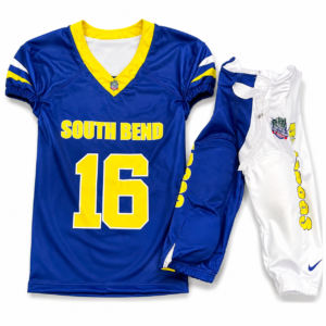 Blue & Yellow South Bend Football Uniform Set – American Football Jersey & Pants Outfit | Vilora Fashion