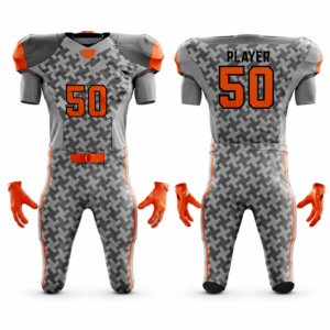 Grey & Orange American Football Uniform Set for Kids – Premium Sports Jersey Outfit | Vilora Fashion
