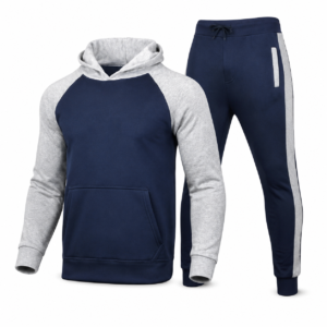 Navy Blue & Grey Hoodie Tracksuit for Men – Comfortable Casual Sportswear Set | Vilora Fashion
